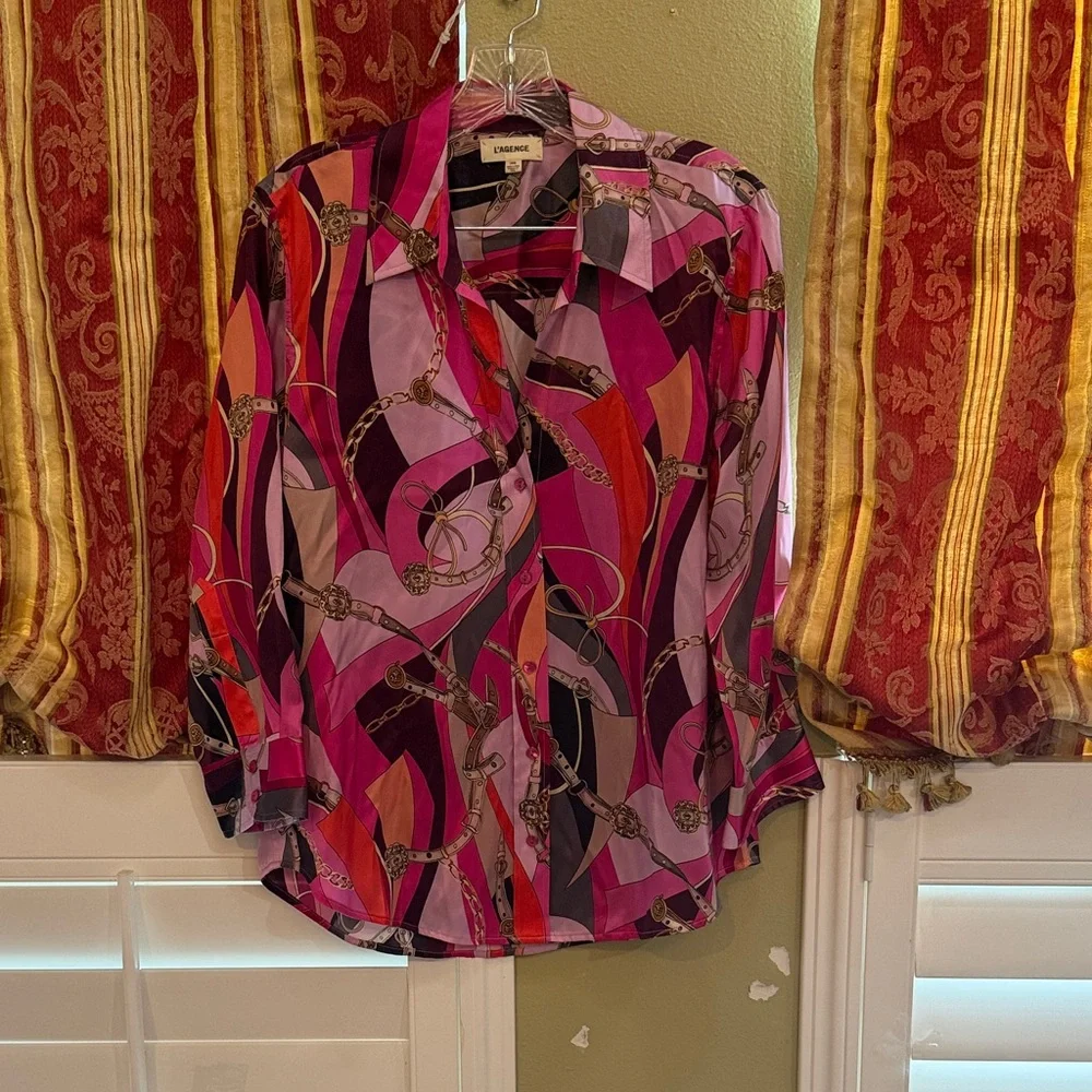 L'AGENCE Multicolor Patterned Blouse - Picture 1 of 7